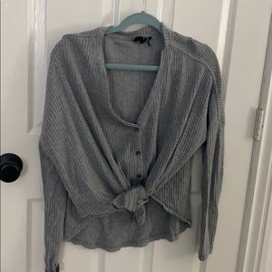 grey cardigan